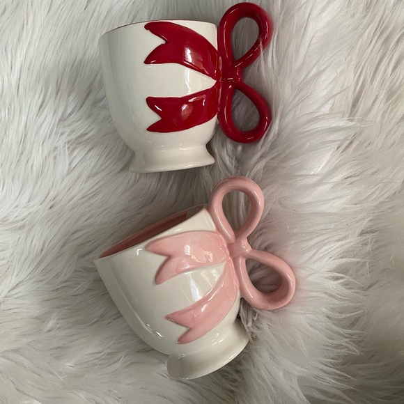 🎀 Bow Mugs | Christmas | Pink & Red | Set of 2 - Picture 3 of 9